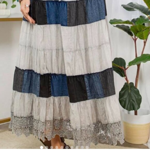 #204 Boho Maxi Denim Dress - Picture 8 of 8